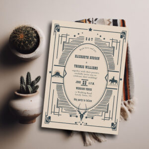 Rustic Vintage Cowboy Wedding Western Country Invitation
