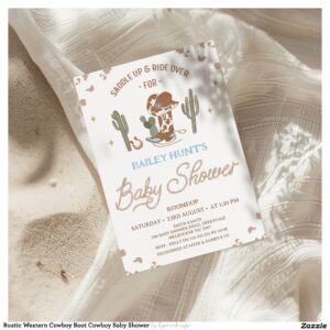 Rustic Western Cowboy Boot Cowboy Baby Shower Invitation