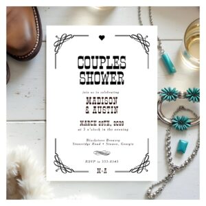 Rustic Western Cowboy Couples Bridal Shower Invitation