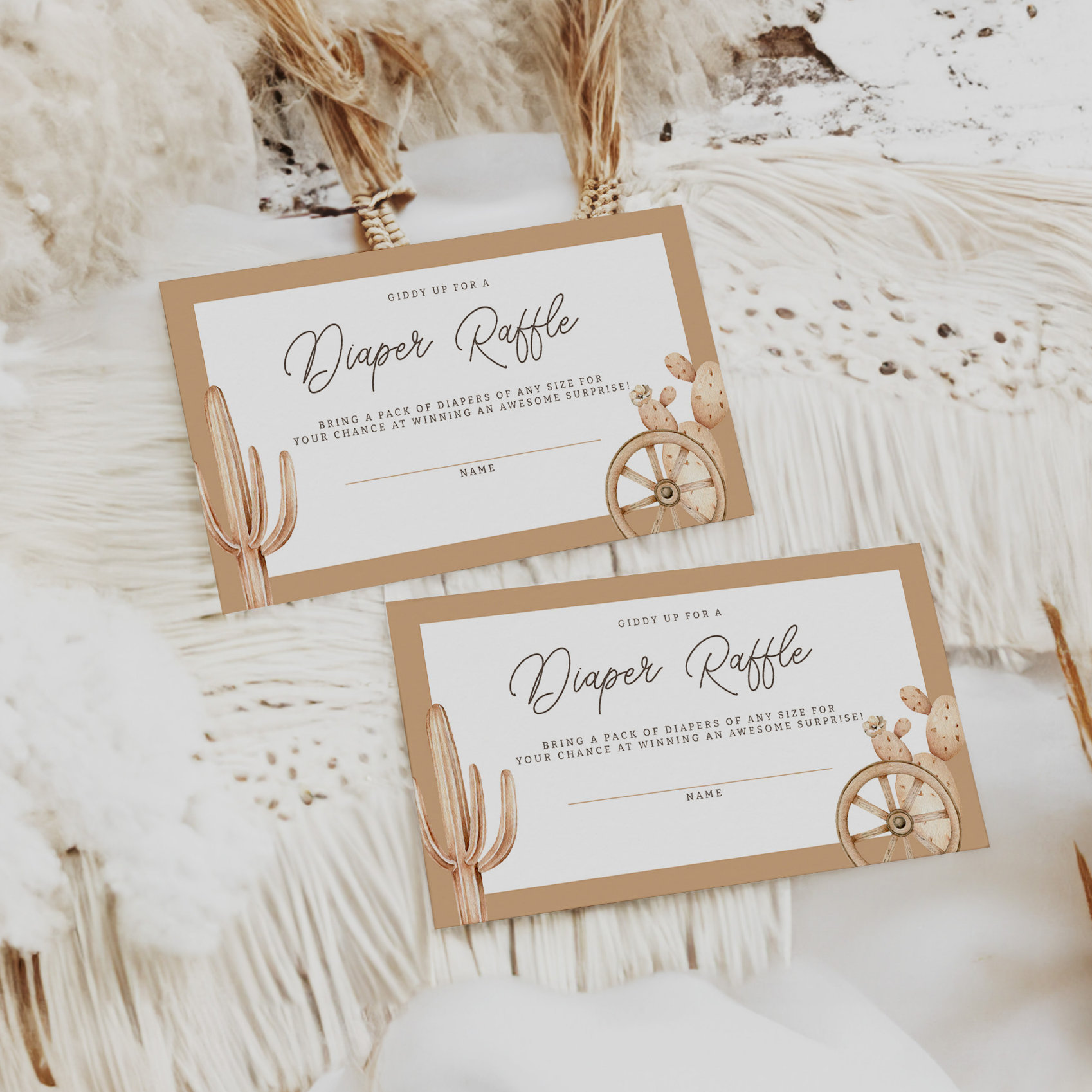 Rustic Western Rodeo Baby Shower Diaper Raffle Enclosure Card