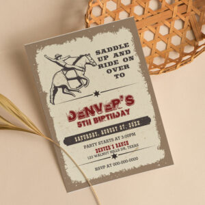 Rustic Western Rodeo Cowboy Birthday Invitation