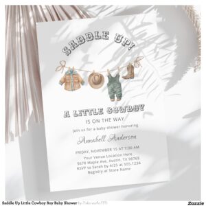 Saddle Up Little Cowboy Boy Baby Shower Invitation