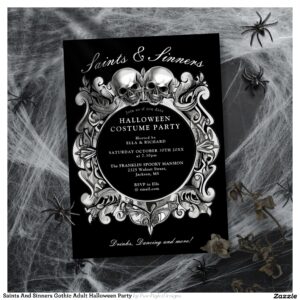 Saints And Sinners Gothic Adult Halloween Party Invitation