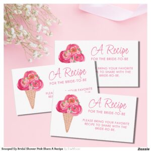 Scooped Up Bridal Shower Pink Share A Recipe Enclosure Card