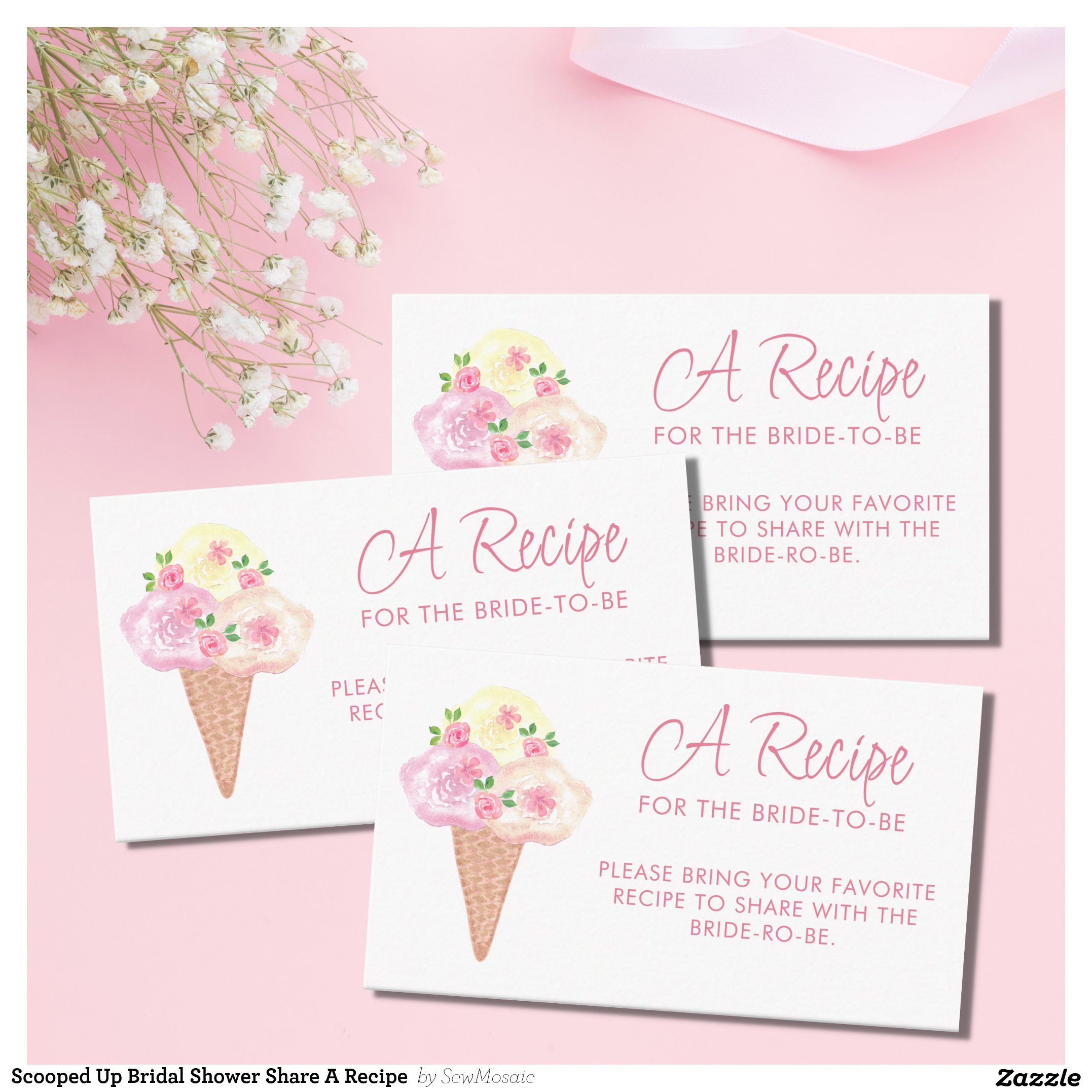 Scooped Up Bridal Shower Share A Recipe Enclosure Card