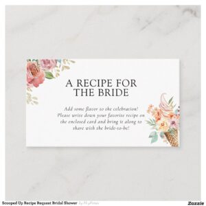 Scooped Up Recipe Request Bridal Shower Enclosure Card
