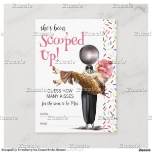 Scooped Up Strawberry Ice Cream Bridal Shower Enclosure Card