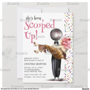Scooped Up Strawberry Ice Cream Bridal Shower Invitation