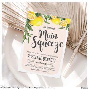 She Found Her Main Squeeze Lemon Bridal Shower Inv Invitation