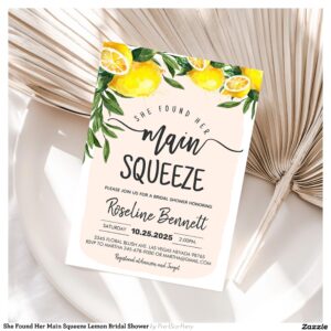 She Found Her Main Squeeze Lemon Bridal Shower Invitation