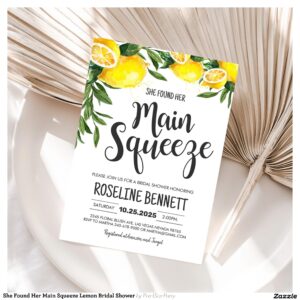 She Found Her Main Squeeze Lemon Bridal Shower Invitation