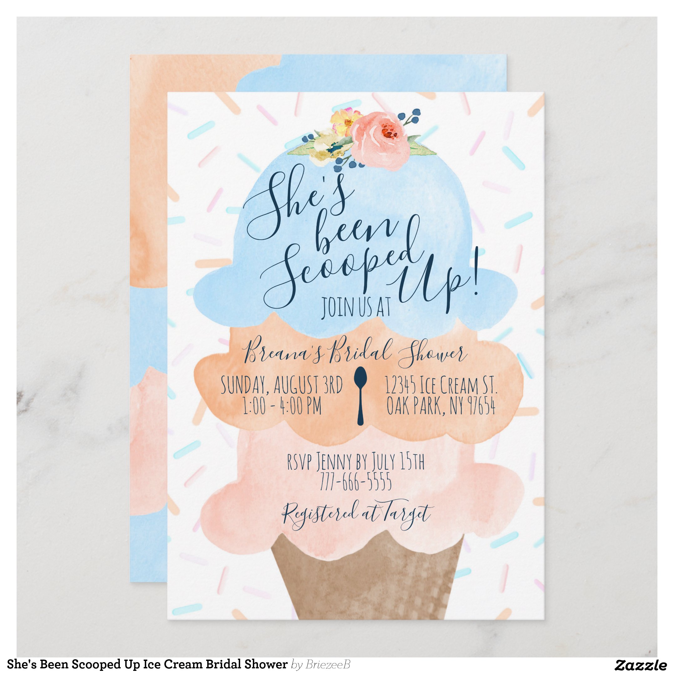 She's Been Scooped Up Ice Cream Bridal Shower Invitation