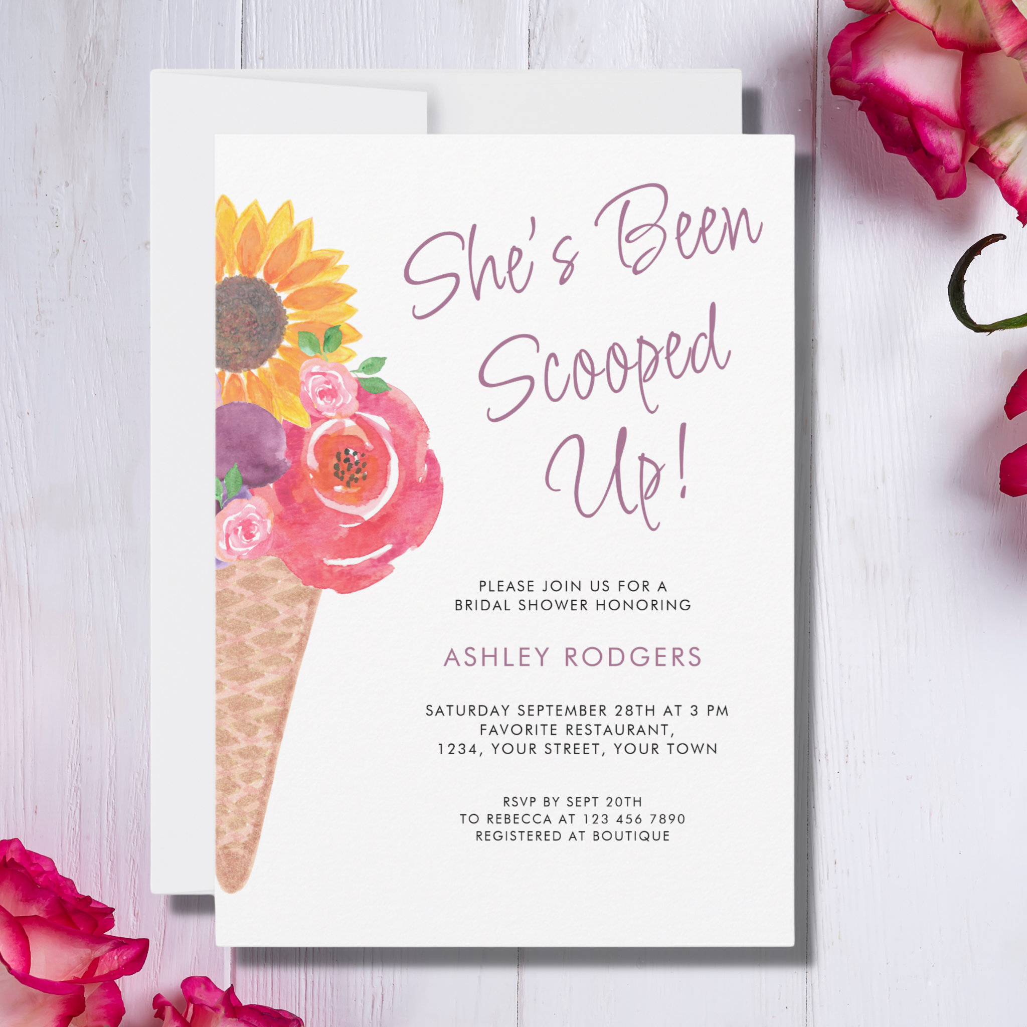 She's Been Scooped Up Ice Cream Bridal Shower Invitation