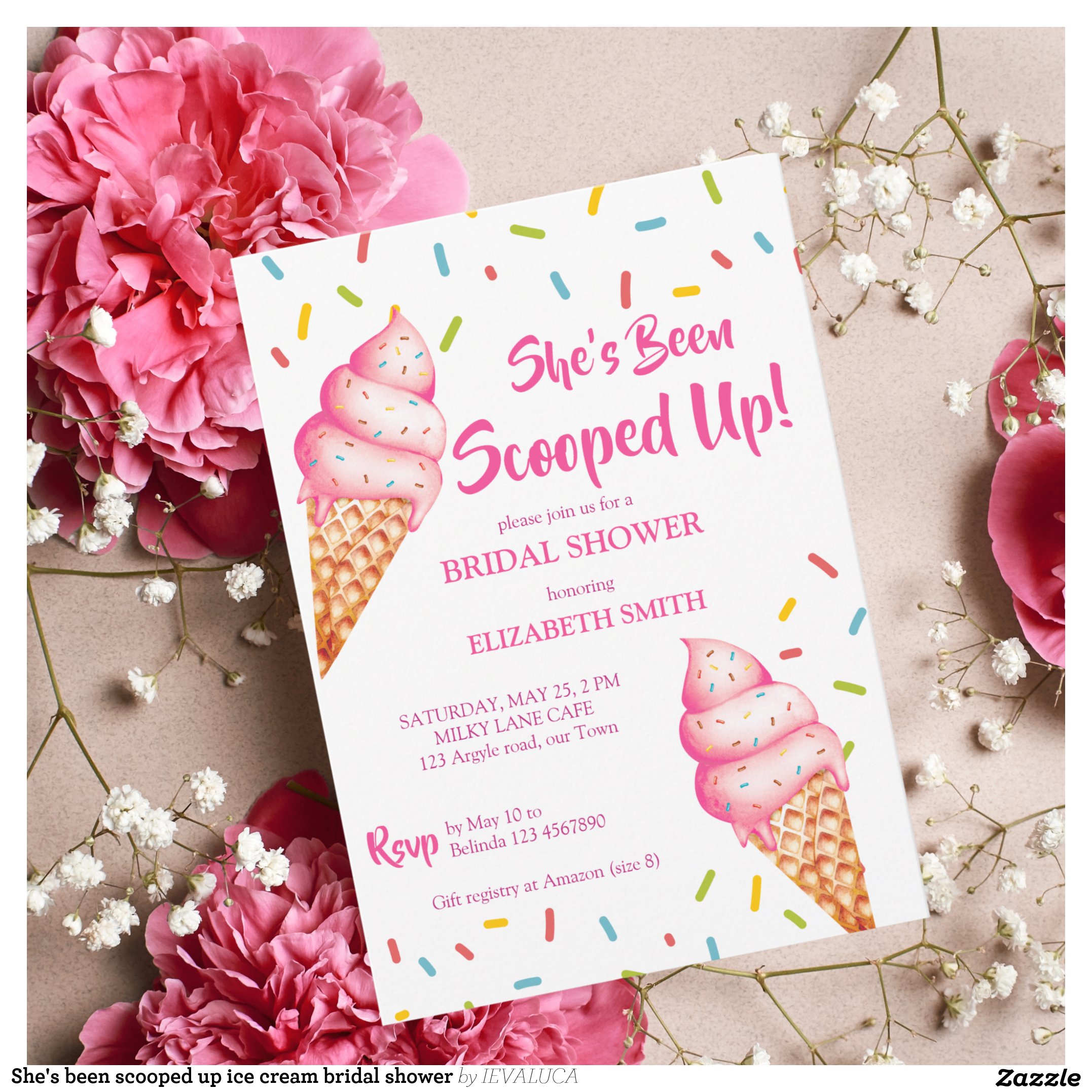 She's been scooped up ice cream bridal shower invitation