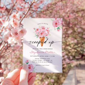 She's Been Scooped Up Ice Cream Bridal Shower Invitation