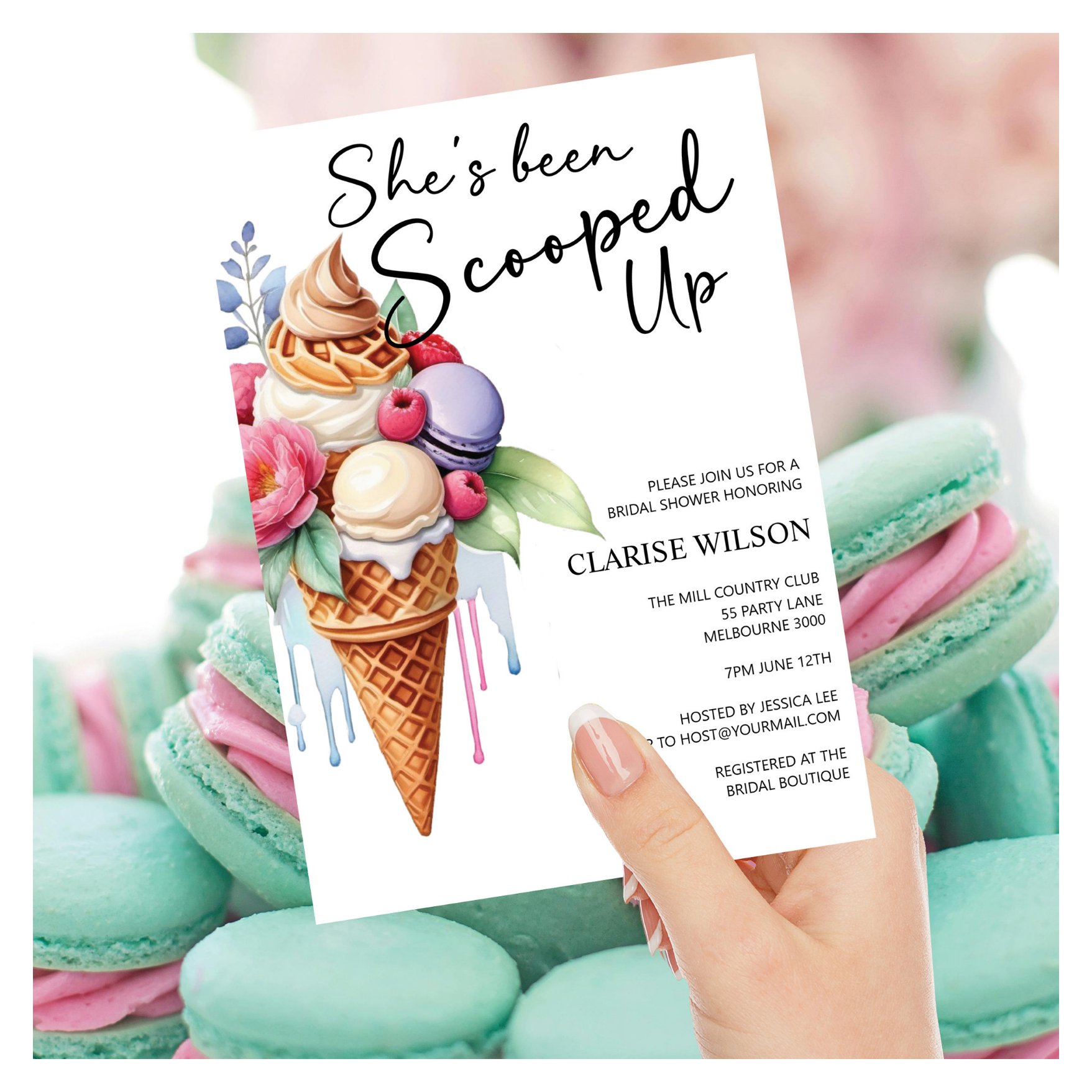 She's Been Scooped Up Ice Cream Bridal Shower Invitation