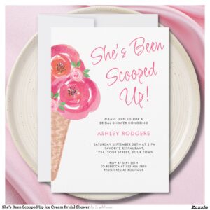 She's Been Scooped Up Ice Cream Bridal Shower Invitation