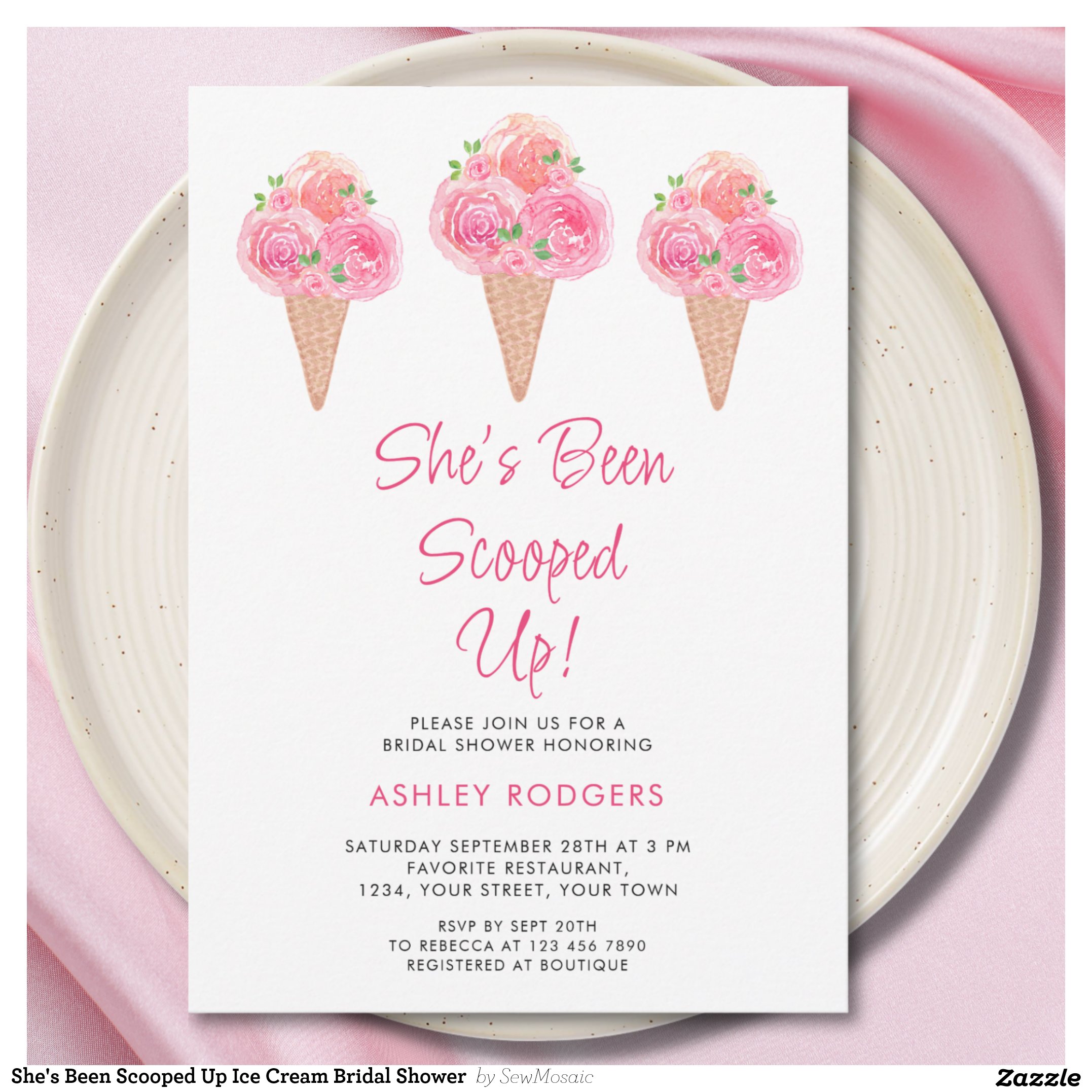 She's Been Scooped Up Ice Cream Bridal Shower Invitation