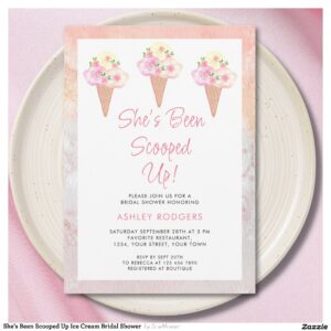 She's Been Scooped Up Ice Cream Bridal Shower Invitation