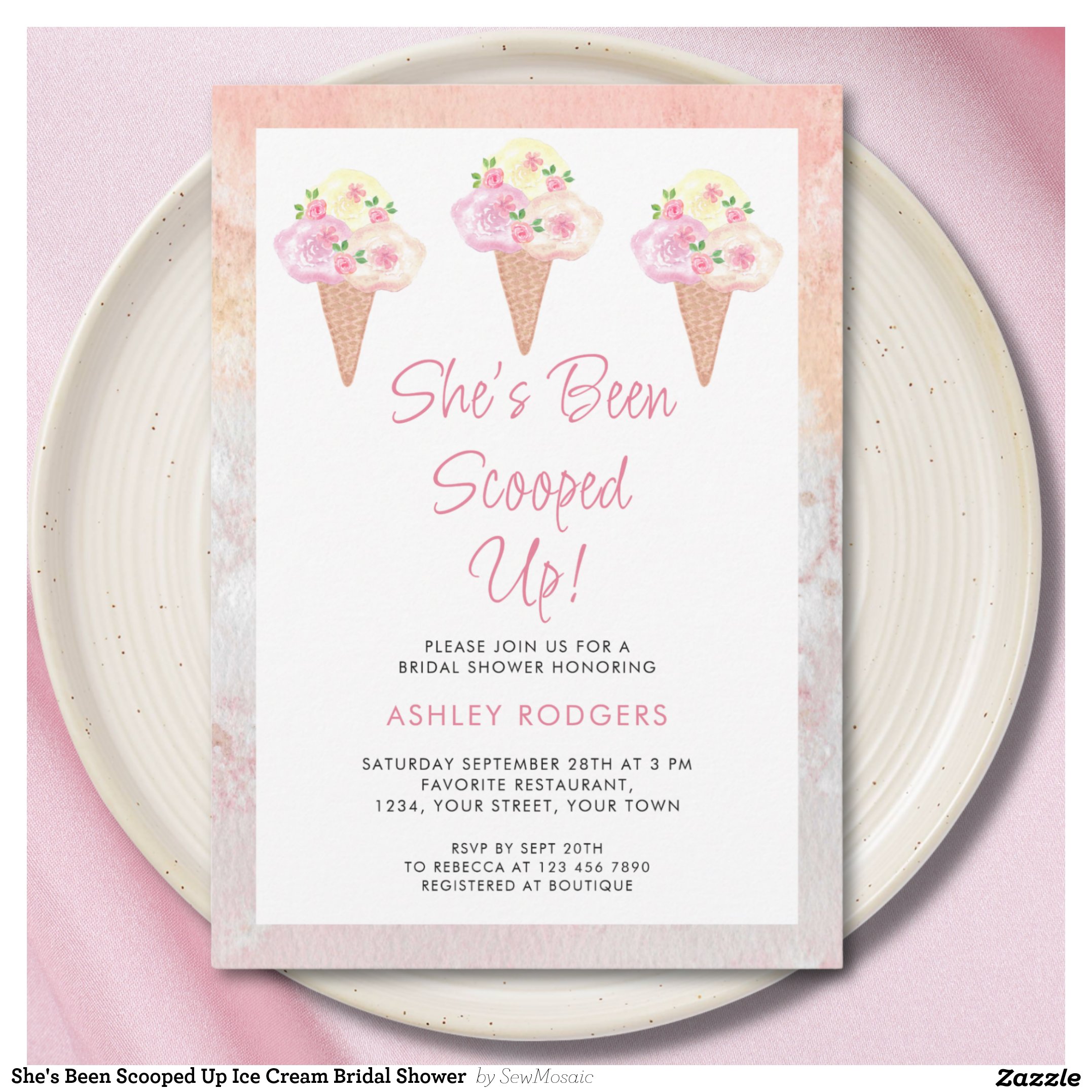 She's Been Scooped Up Ice Cream Bridal Shower Invitation