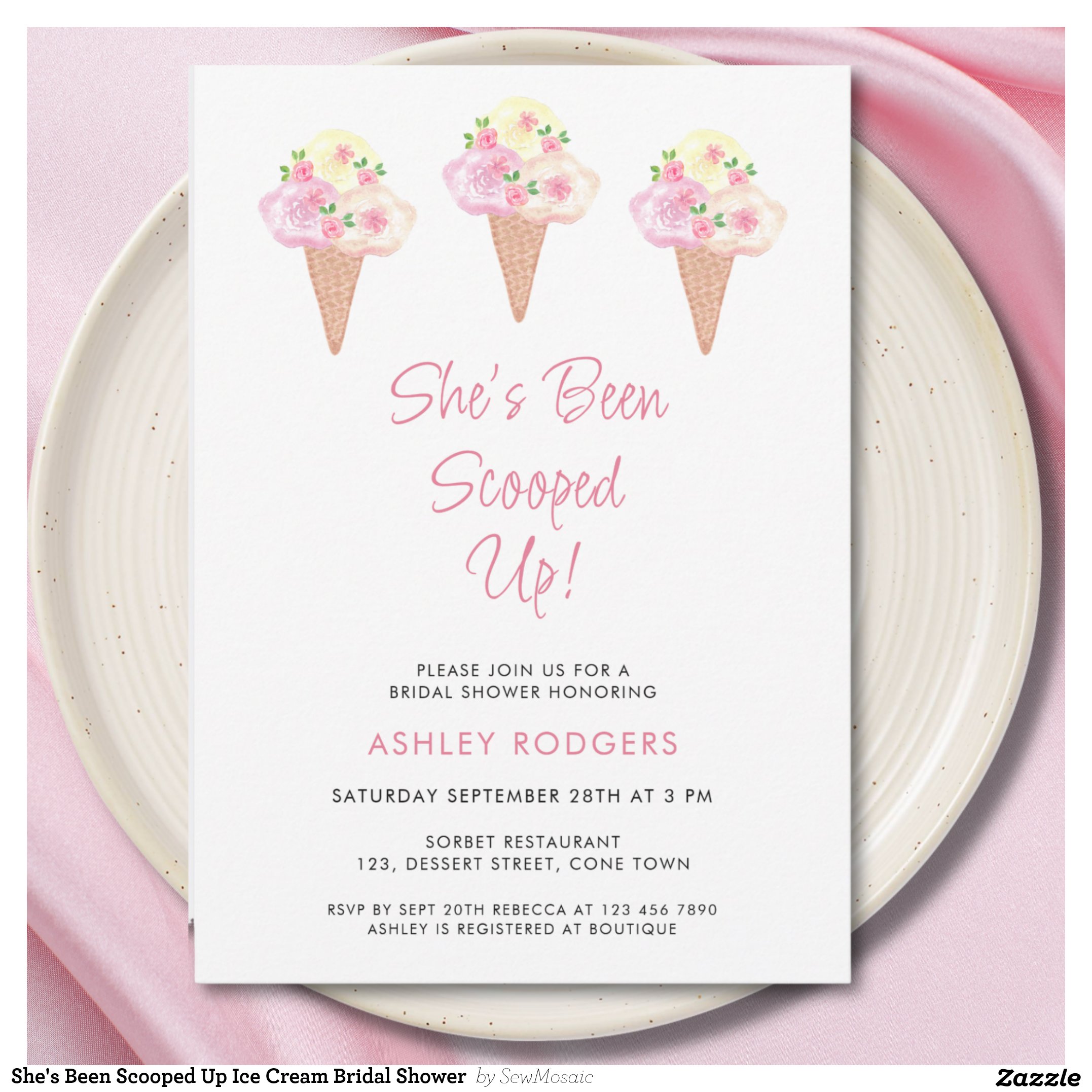 She's Been Scooped Up Ice Cream Bridal Shower Invitation
