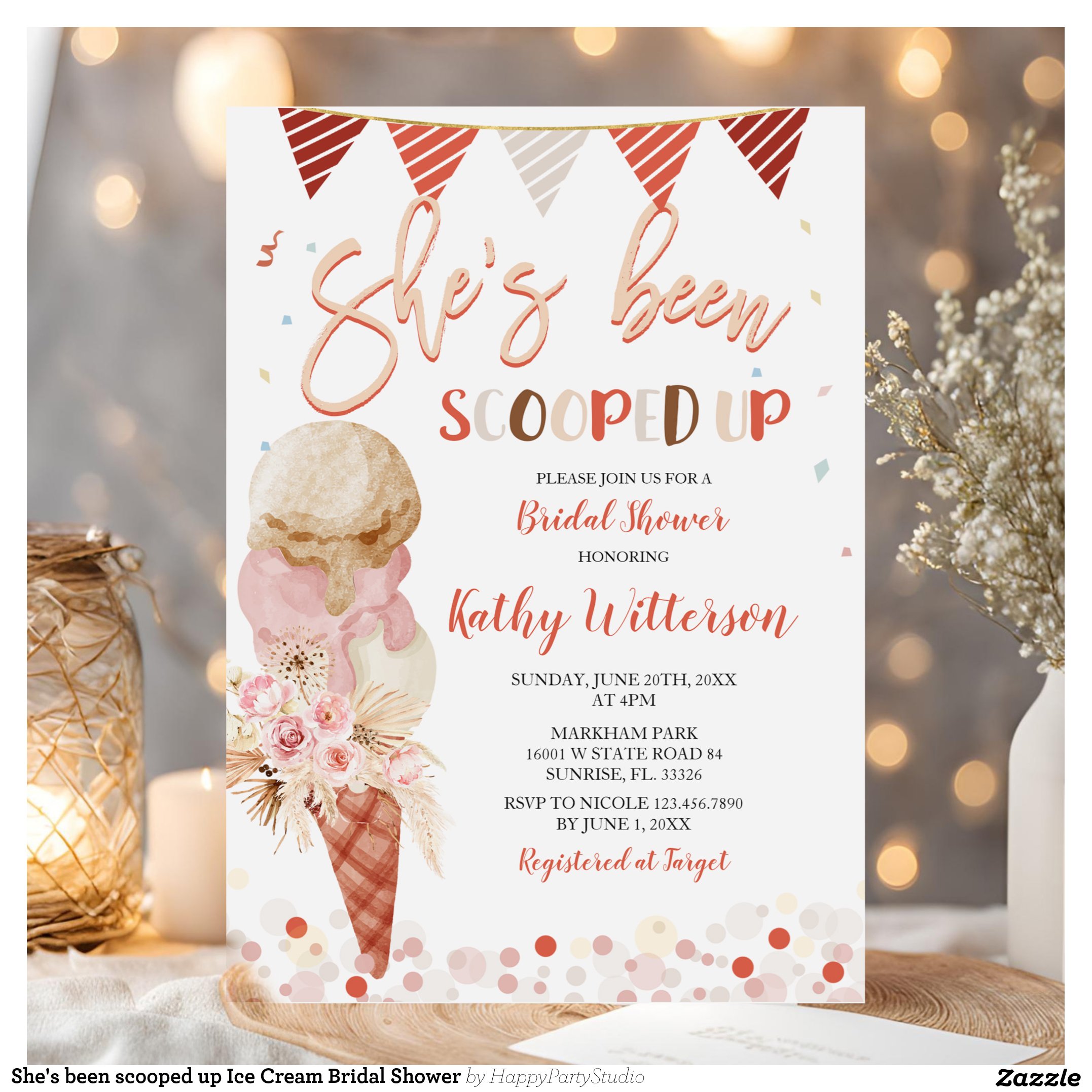 She's been scooped up Ice Cream Bridal Shower Invitation