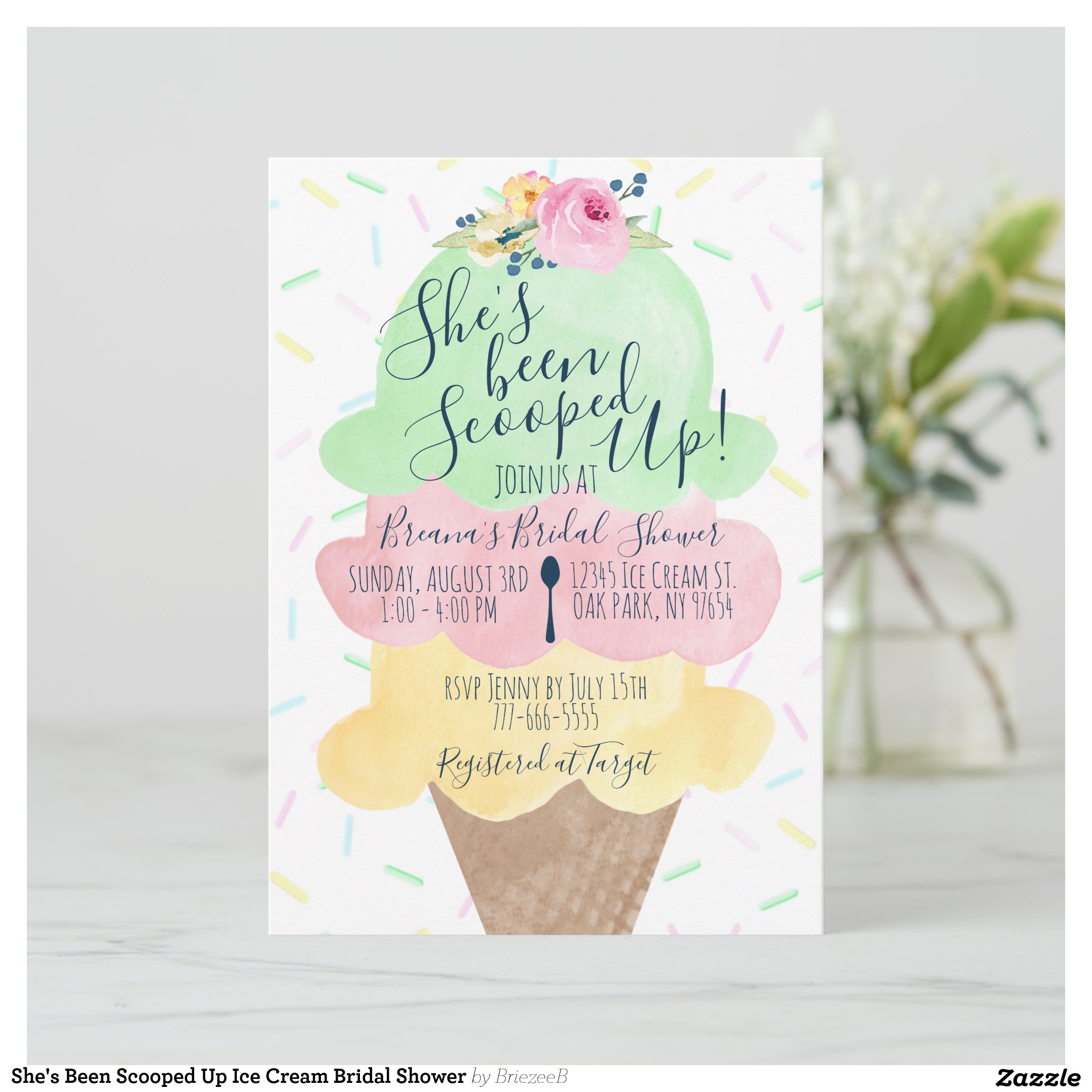 She's Been Scooped Up Ice Cream Bridal Shower Invitation