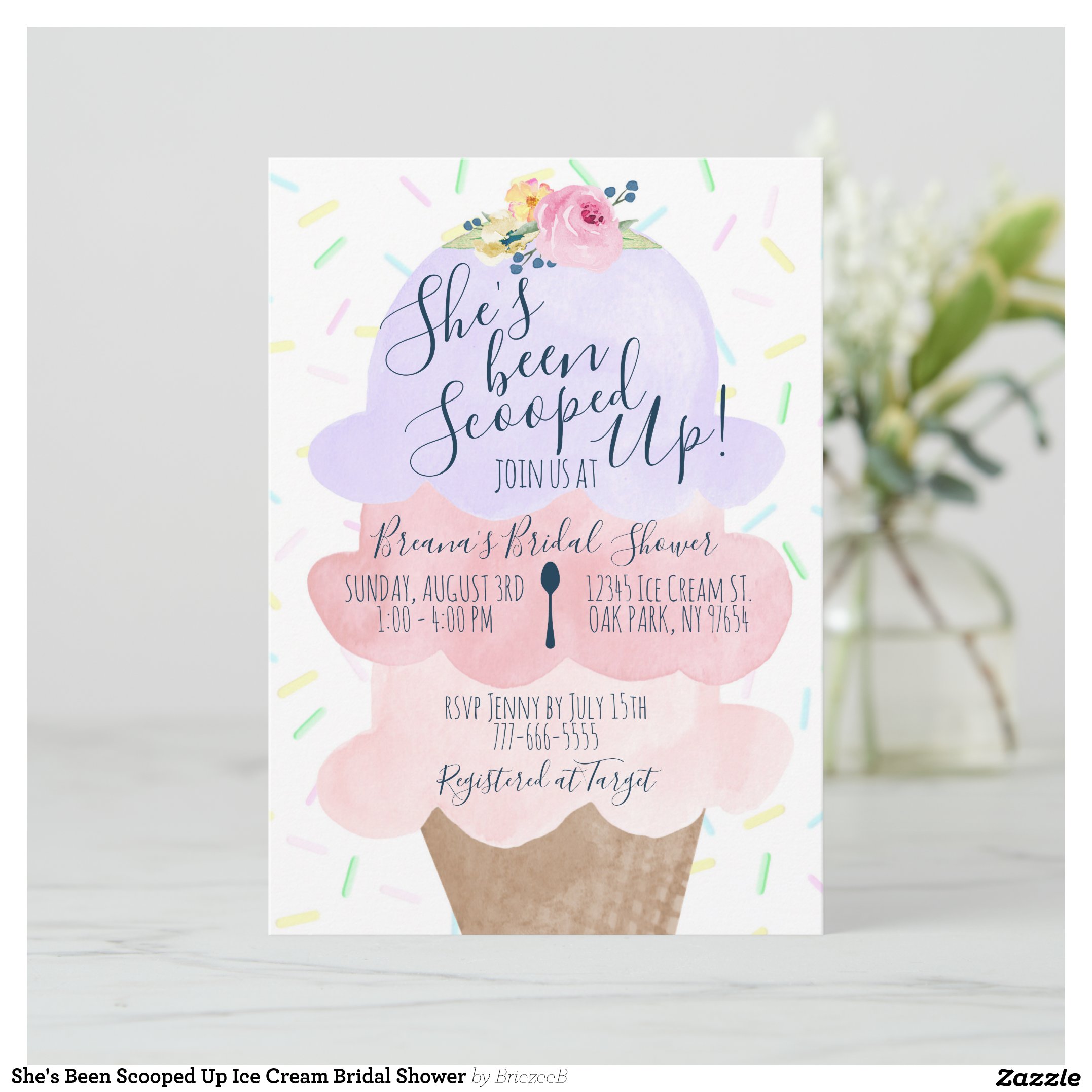 She's Been Scooped Up Ice Cream Bridal Shower Invitation
