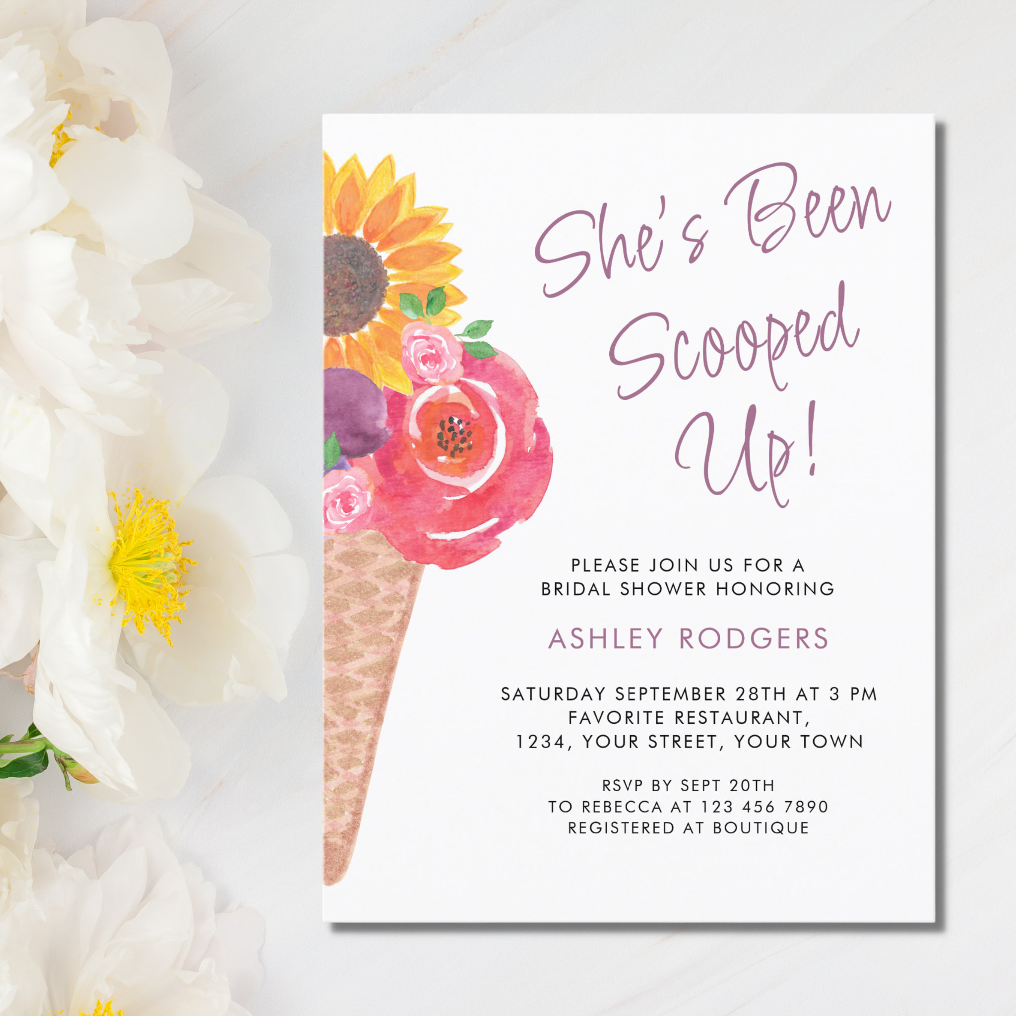 She's Been Scooped Up Ice Cream Bridal Shower Invitation Postcard