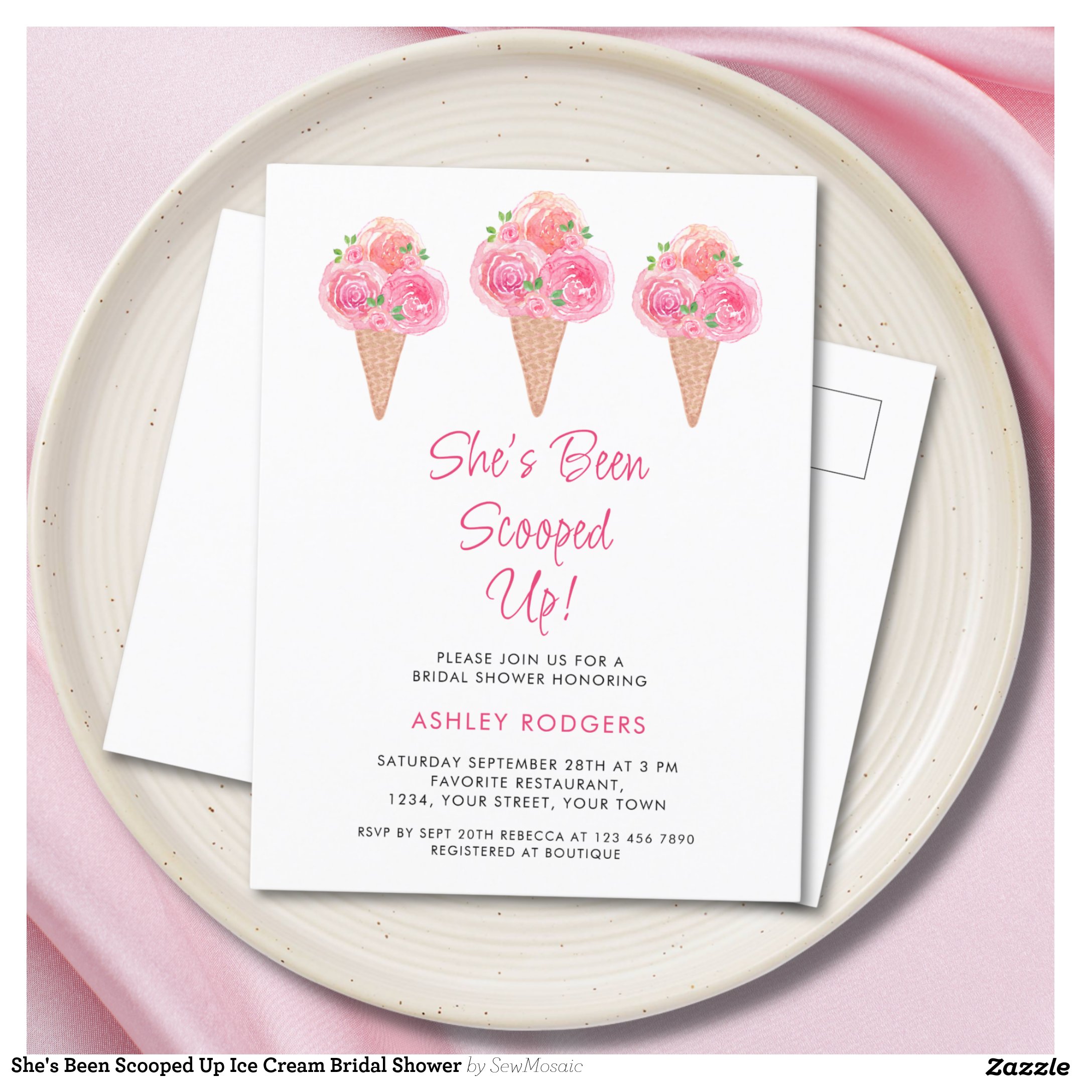 She's Been Scooped Up Ice Cream Bridal Shower Invitation Postcard