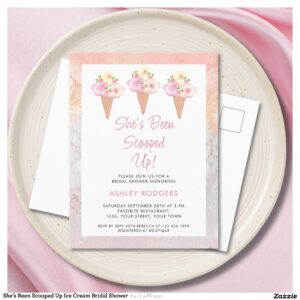 She's Been Scooped Up Ice Cream Bridal Shower Invitation Postcard