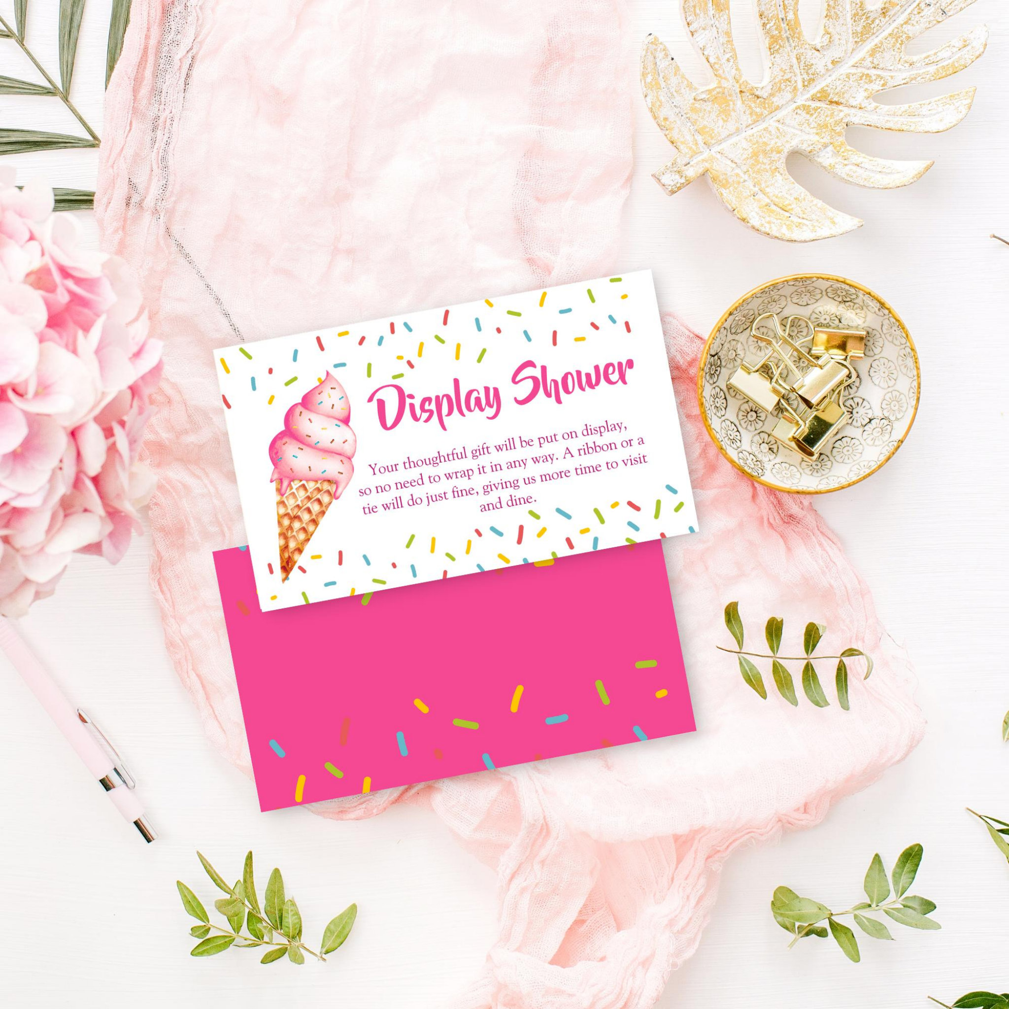 She's been scooped up ice cream display shower enclosure card