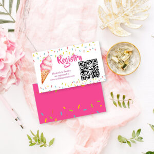 She's been scooped up ice cream qr gift registry enclosure card