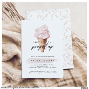 She's Been Scooped Up Strawberry Bridal Shower Invitation