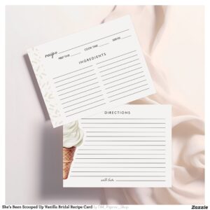 She's Been Scooped Up Vanilla Bridal Recipe Card