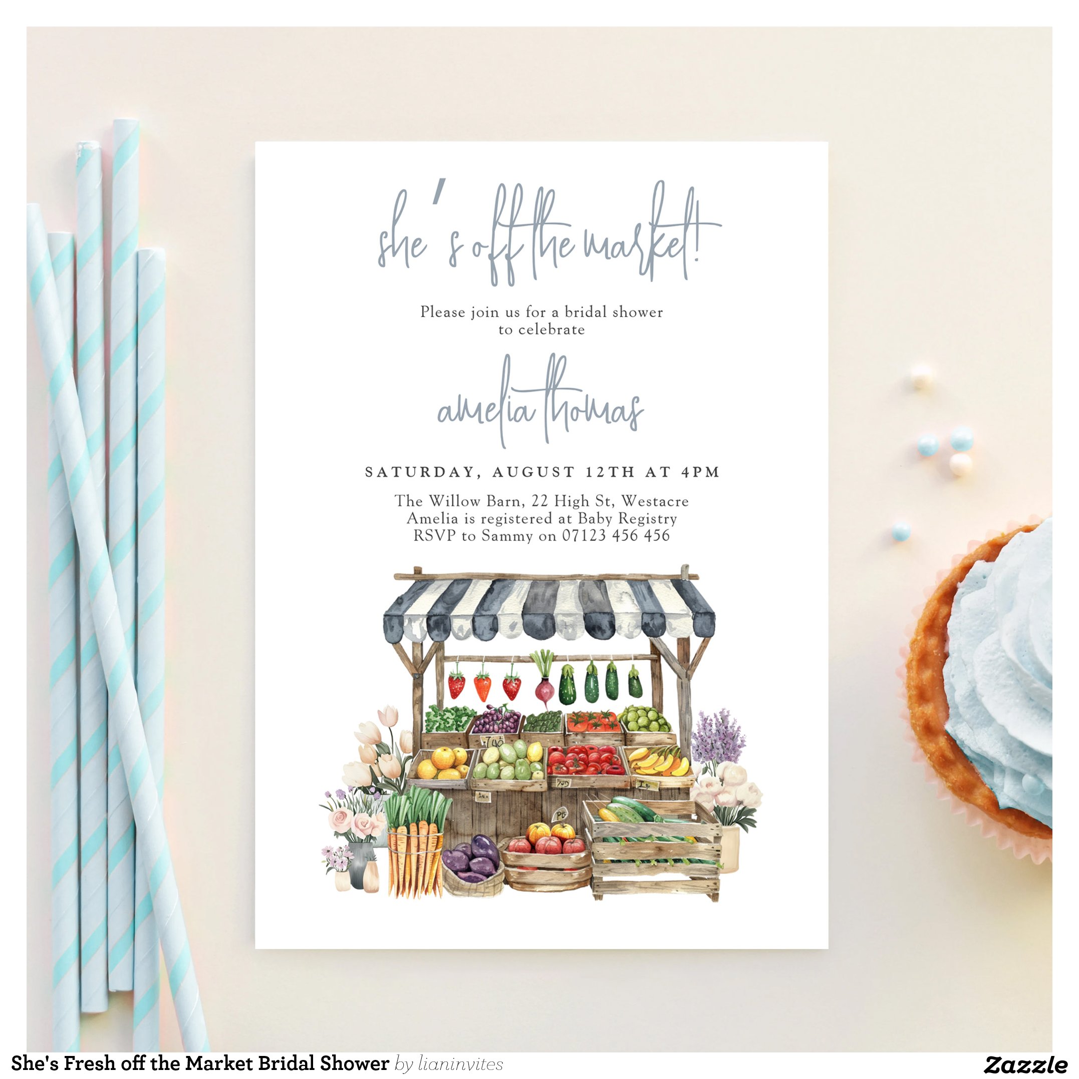 She's Fresh off the Market Bridal Shower Invitation