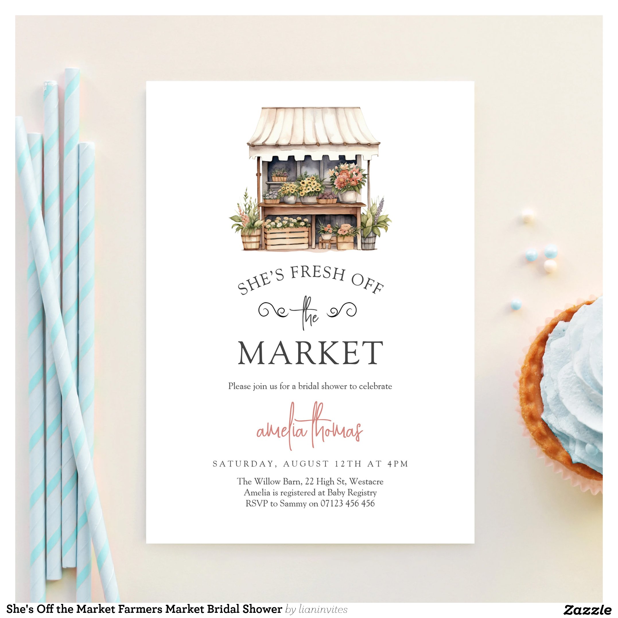 She's Off the Market Farmers Market Bridal Shower Invitation