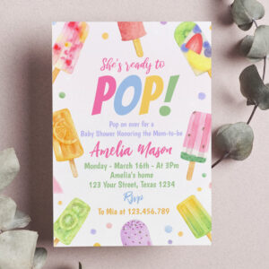 She's Ready To Pop Baby Shower Invitation Popsicle