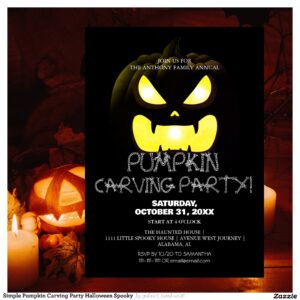 Simple Pumpkin Carving Party Halloween Spooky Invitation