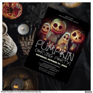 Simple Pumpkin Carving Party Halloween Spooky Invitation