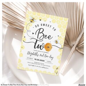 So Sweet To Bee Two Party Bee-Day 2nd Birthday Invitation