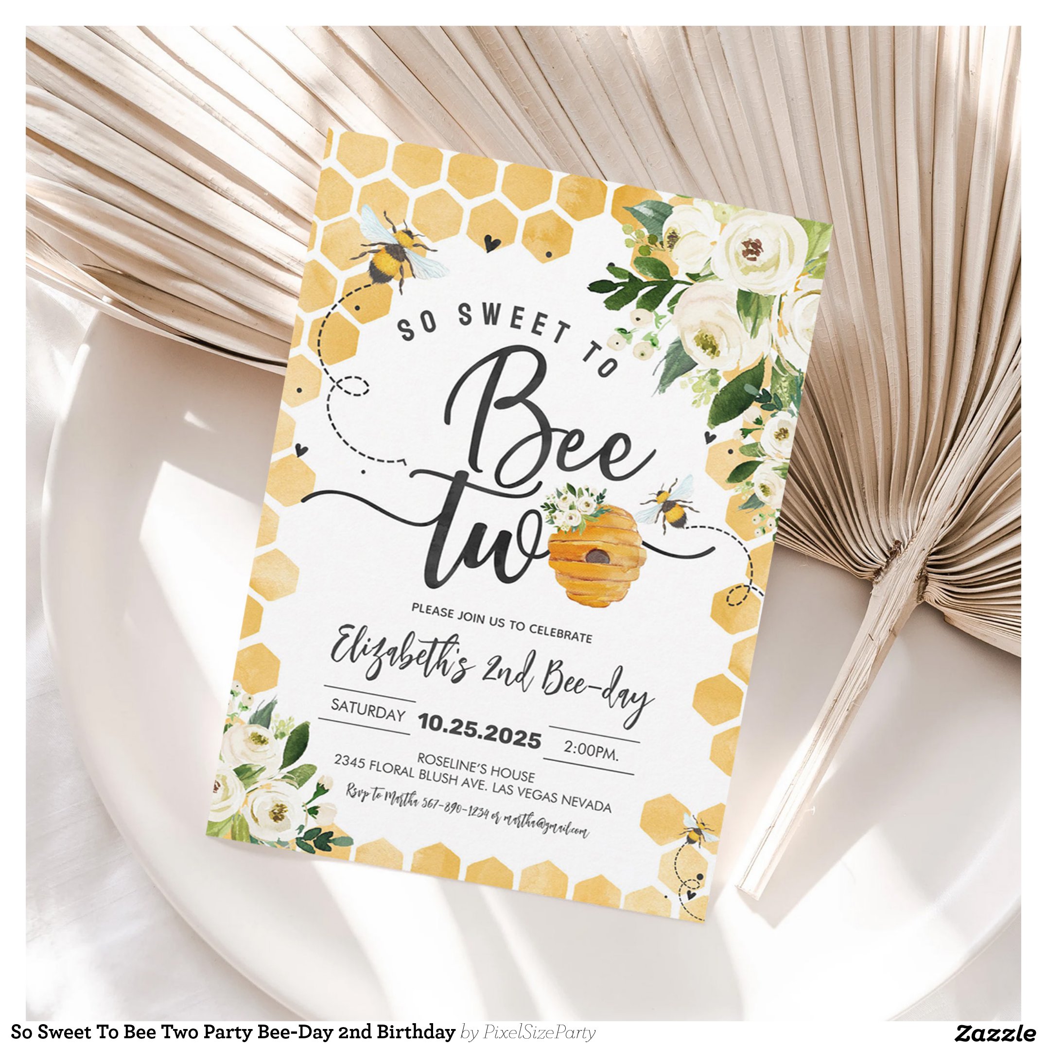 So Sweet To Bee Two Party Bee-Day 2nd Birthday Invitation