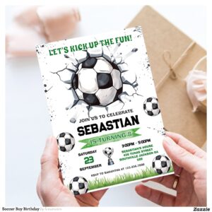 Soccer Boy Birthday Invitation