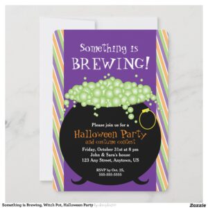 Something is Brewing, Witch Pot, Halloween Party Invitation