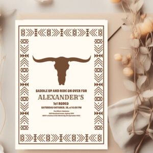 Southwestern Country Ranch Western 1st Birthday Invitation