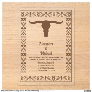 Southwestern Country Ranch Western Wedding Acrylic Invitations