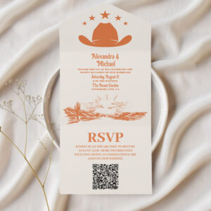 Southwestern Country Ranch Western Wedding QR Code All In One Invitation