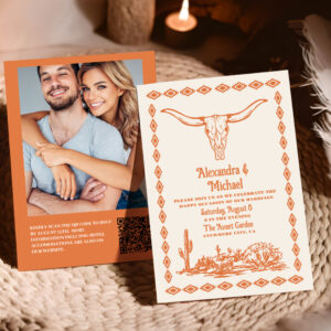 Southwestern Country Ranch Western Wedding QR Code Invitation