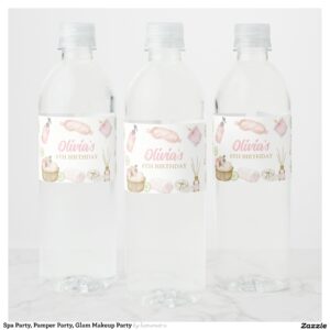 Spa Party, Pamper Party, Glam Makeup Party Water Bottle Label