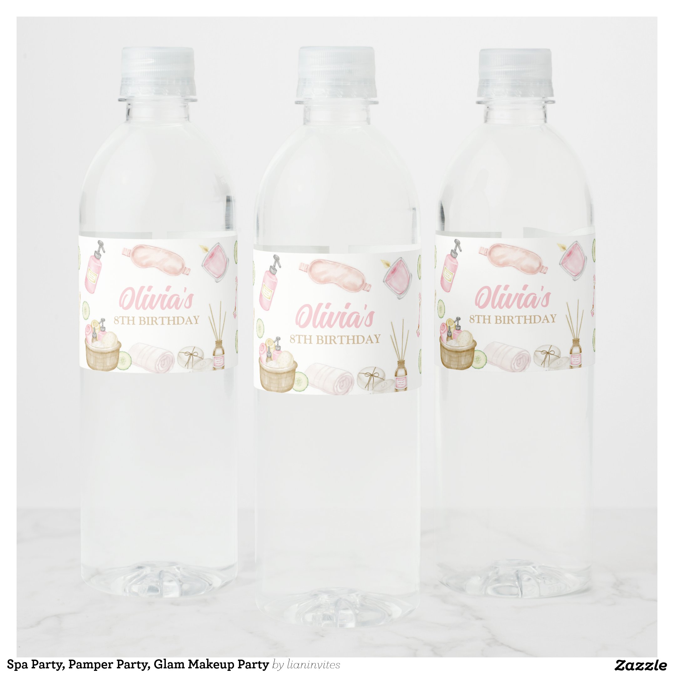 Spa Party, Pamper Party, Glam Makeup Party Water Bottle Label